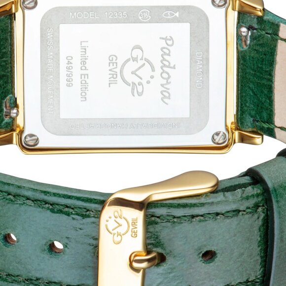 GV2 by Gevril Women\'s Padova Gemstone Swiss Quartz Diamond Accent Green NEW main image 9
